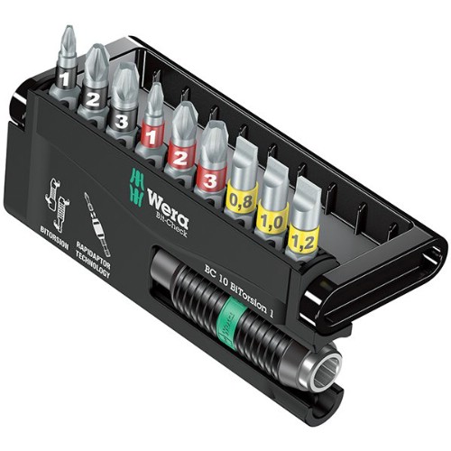 Bitssats 1/4" WERA Bit-Check 10 BiTorsion 1