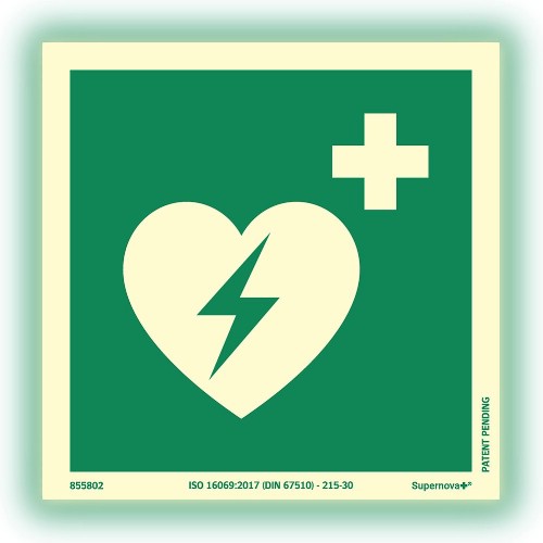 Skylt defibrillator Supernova+ färgefterlysande