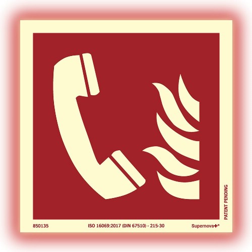 Skylt brandlarmtelefon Supernova+ färgefterlysande