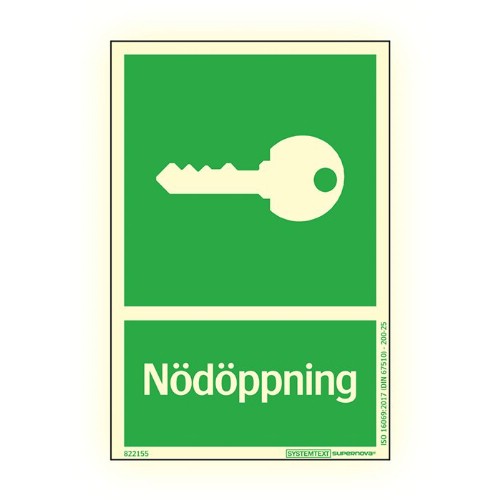 Skylt nödöppning Supernova färgefterlysande