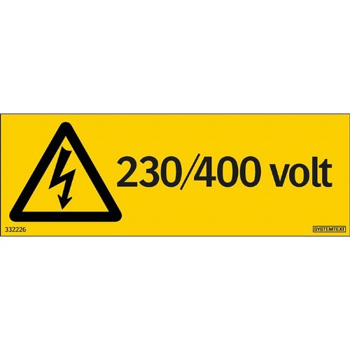 Skylt 230/400 volt